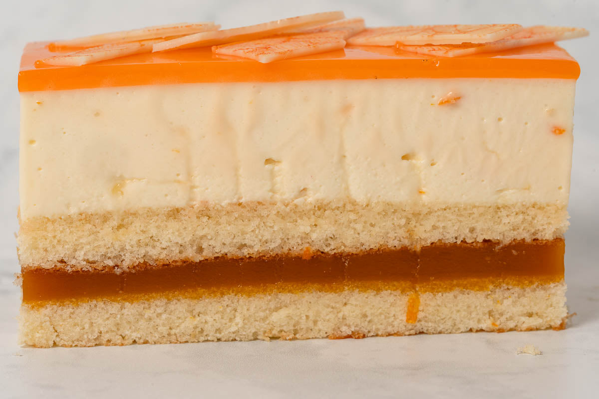 Mango & White Chocolate Mousse slice