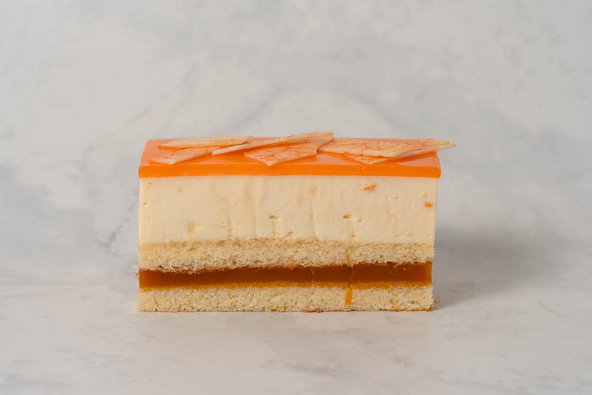 Mango & White Chocolate Mousse slice